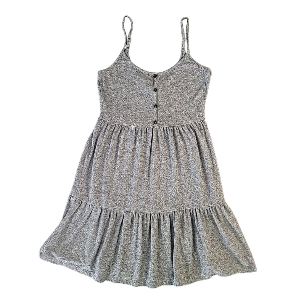 Gray Ruffle Tiered Tank Dress XS Babydoll Boho Fairycore Flowy